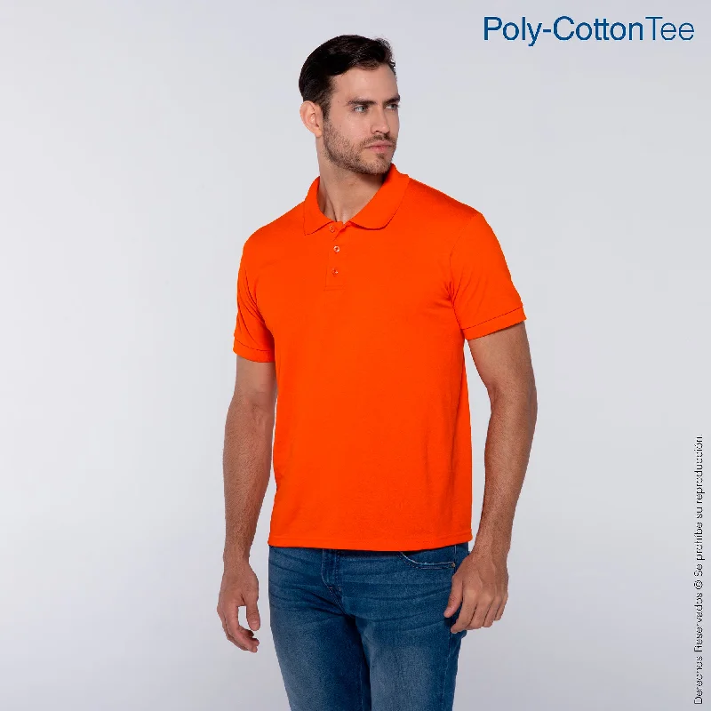 Playera Tipo Polo Piqué para Caballero · 50% Algodón 50% Poliéster · Color Naranja