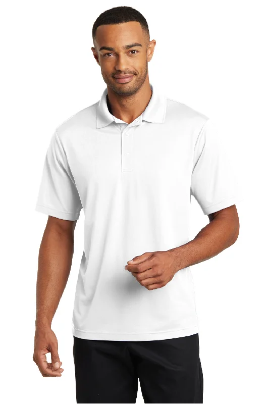 CornerStone Mens Gripper Moisture Wicking Short Sleeve Polo Shirt - White - Closeout