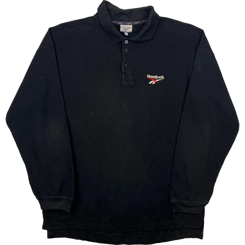 Vintage Reebok 90's Long Sleeve Polo Shirt Black