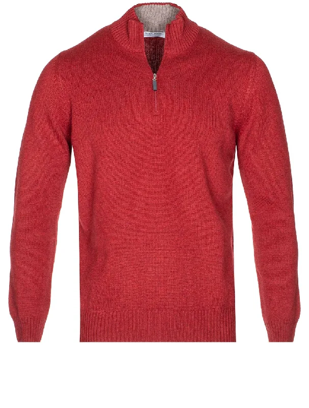 Pullover mit halbem Reißverschluss Rot