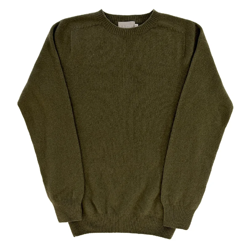 Moss Green Scottish Cashmere Merino Crewneck Sweater