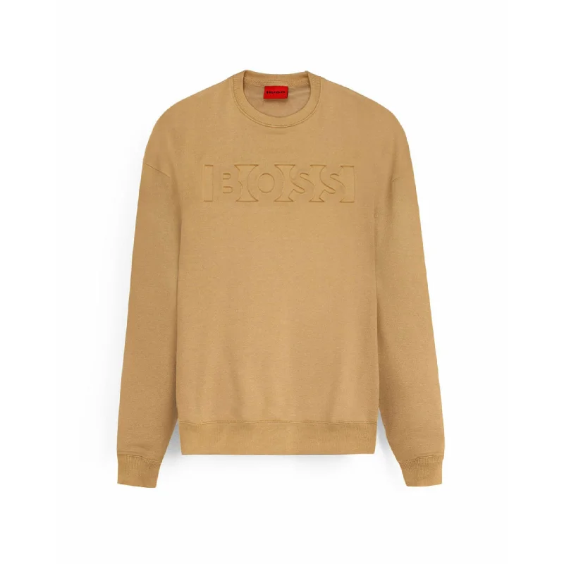 HU - Men 'Beige' Boss Embossed Logo Fleece Sweatshirt HU599