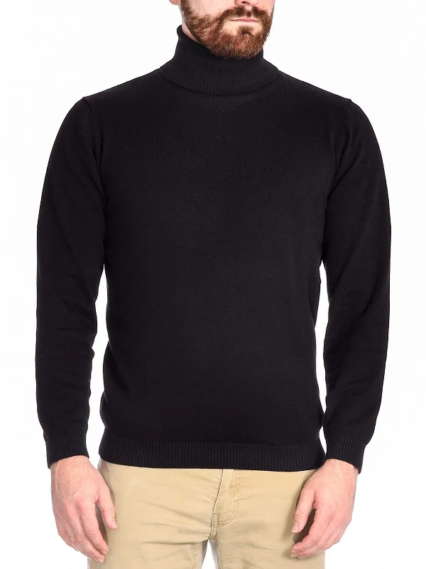 Arthur Black Men's Black Pullover Cotton Blend Turtleneck Sweater Shirt