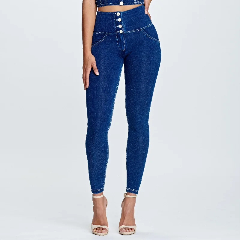 Weekend Savings Sensation WR.UP® Denim - 4 Button High Waist - Full Length  - Dark Blue + White Stitching