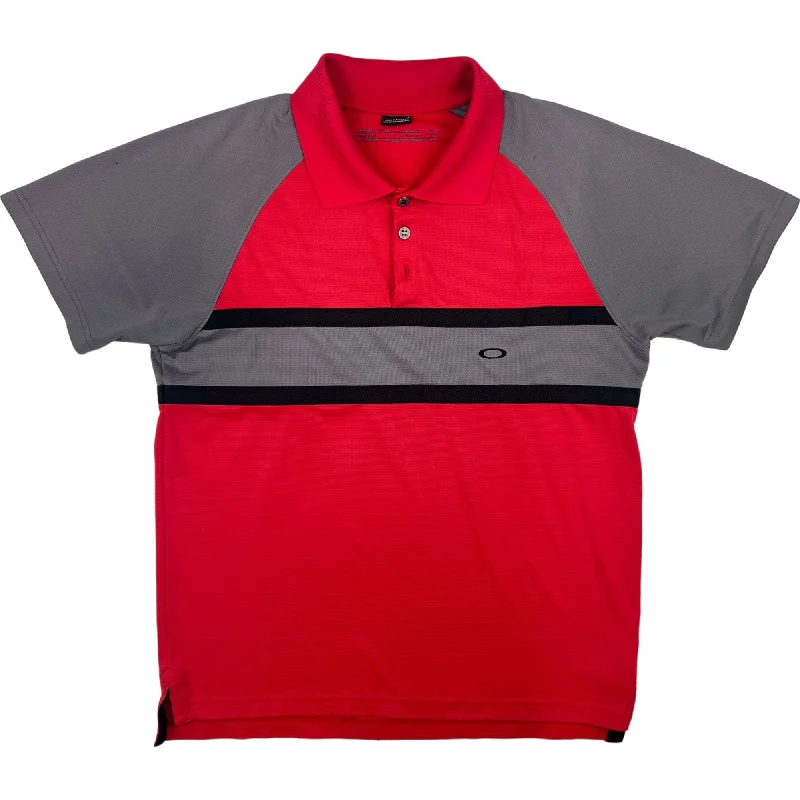 Oakley Polo Golf Shirt Red Grey