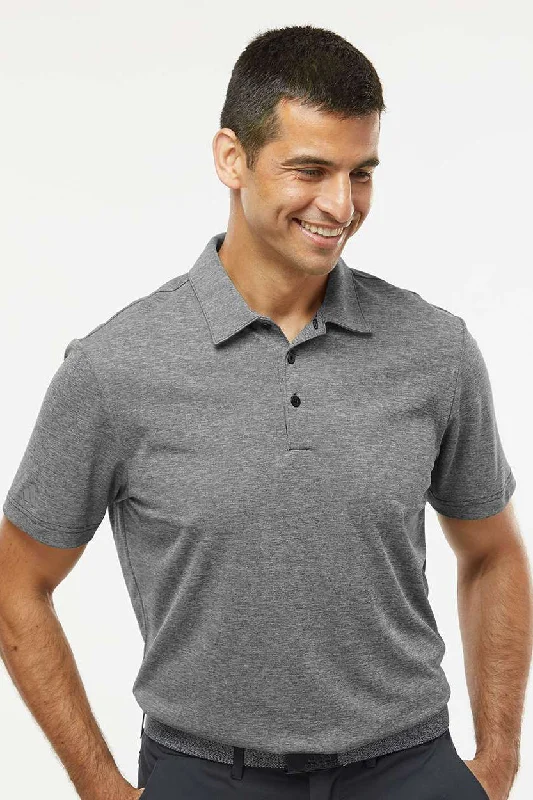 Adidas Mens Heathered Short Sleeve Polo Shirt - Black Melange