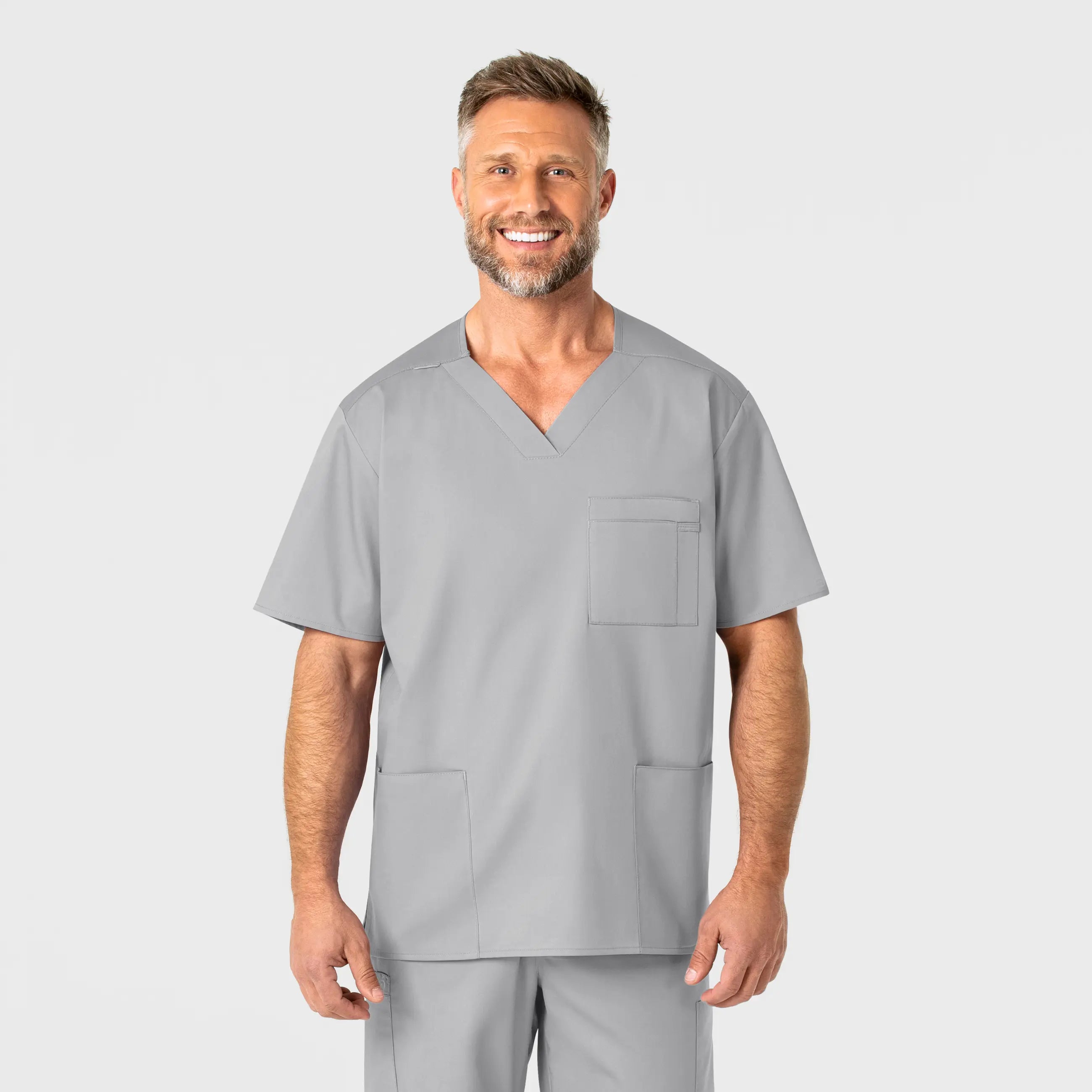 Wink Men's WonderWORK V-Neck Scrub Top - Grey