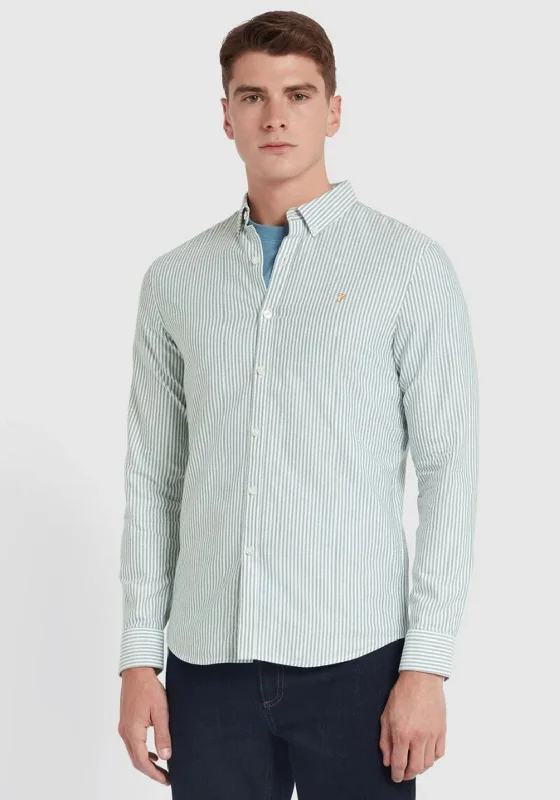 Farah Brewer Stripe Shirt, Dark Ocean Green & White