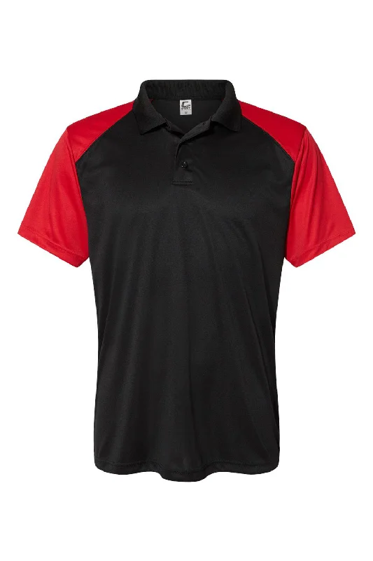 C2 Sport Mens Moisture Wicking Short Sleeve Polo Shirt - Black/Red - Closeout