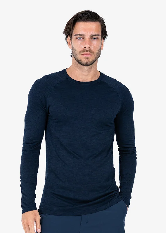 Mens Seamless Long Sleeve Top Navy Melange