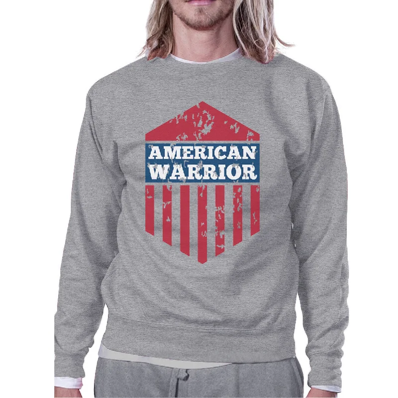 American Warrior Unisex Graphic Sweatshirt Gray Crewneck Pullover