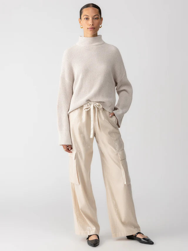 Weekend Deals That Dazzle Pull-On Sequin Cargo ~Frosted Almond