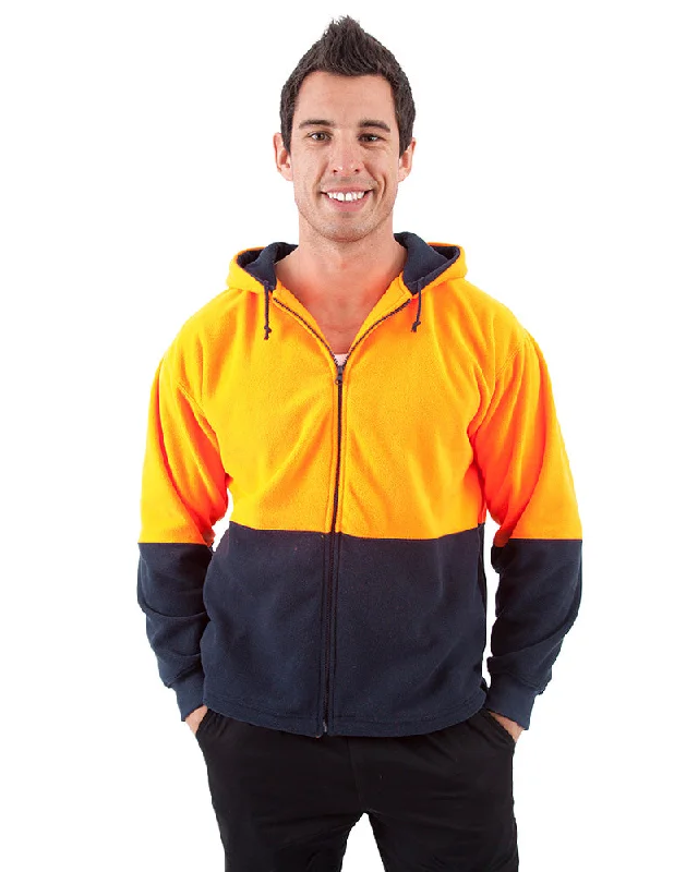 Full Zip Polar Fleece Hoodie - Orange/Navy