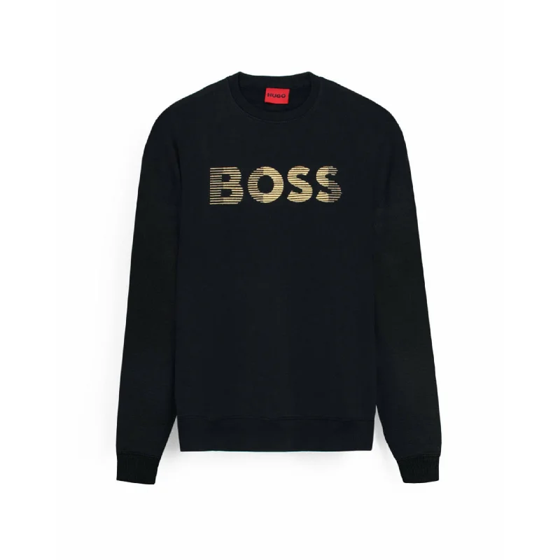 HU - Men 'Black' Boss Embroidered Logo Fleece Sweatshirt HU604