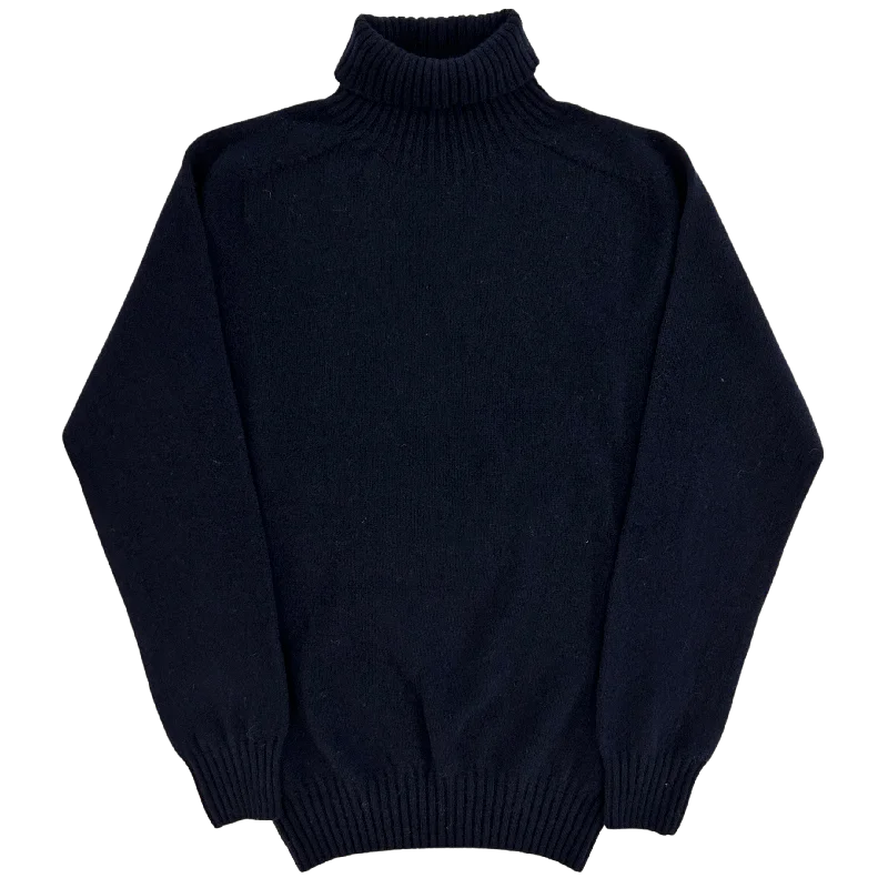 Navy Scottish Lambswool Turtleneck Sweater