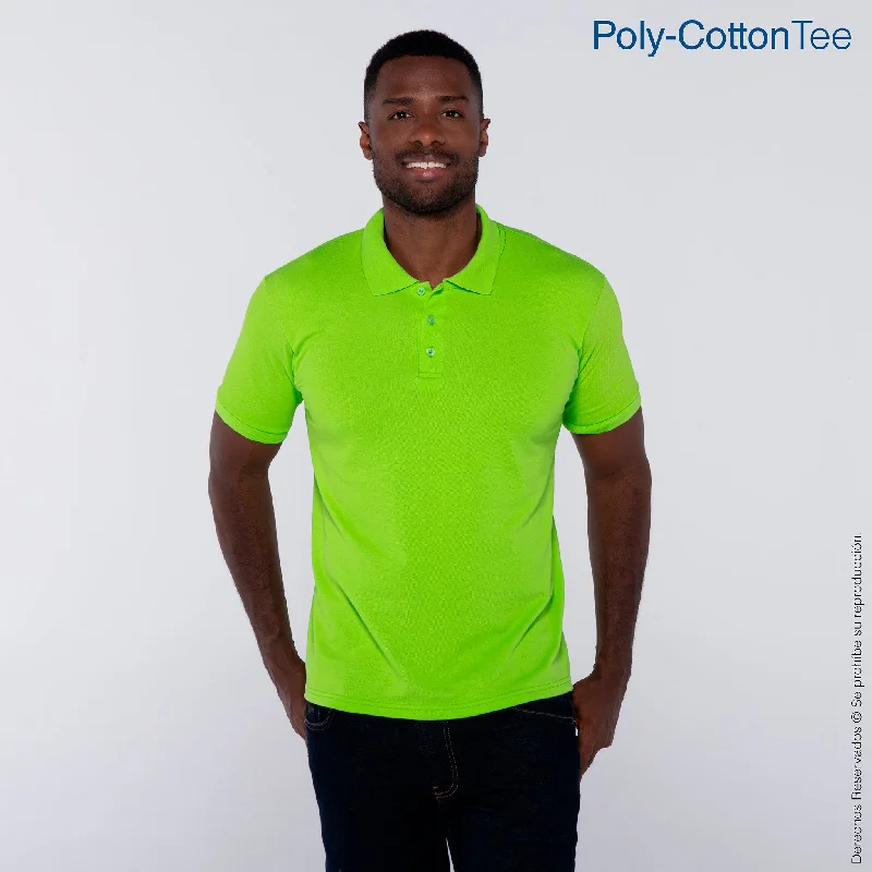 Playera Tipo Polo Piqué para Caballero · 50% Algodón 50% Poliéster · Color Lima