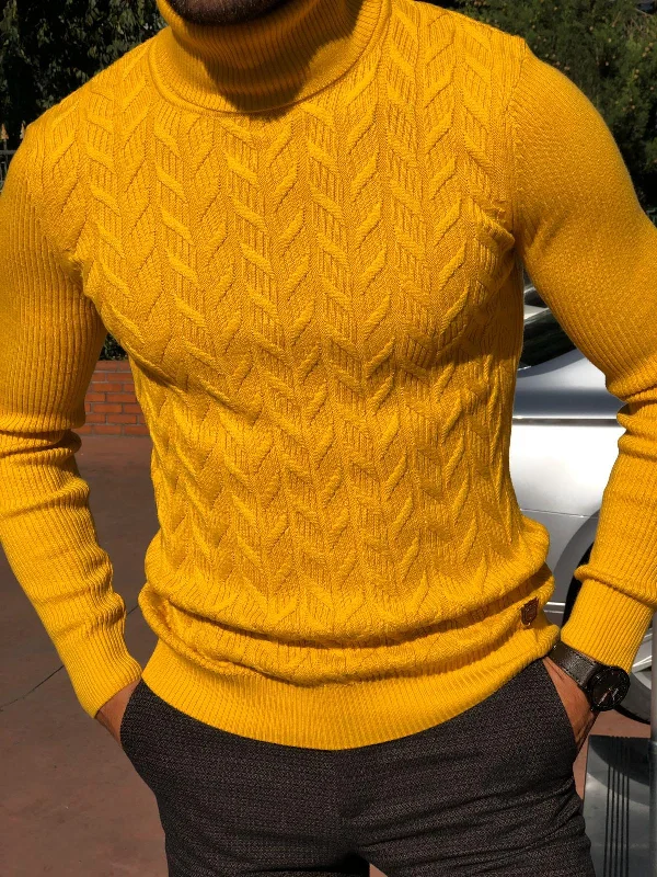 Calvin Slim-Fit Turtleneck Knitwear in Yellow