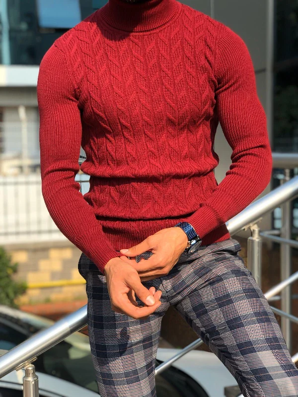 Calvin Slim-Fit Turtleneck Knitwear Red