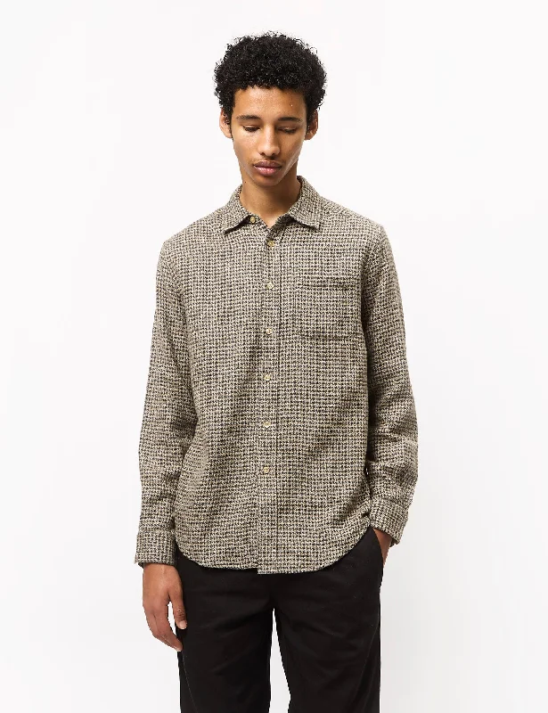 Portuguese Flannel Abstract Pied Poule Shirt - Charcoal