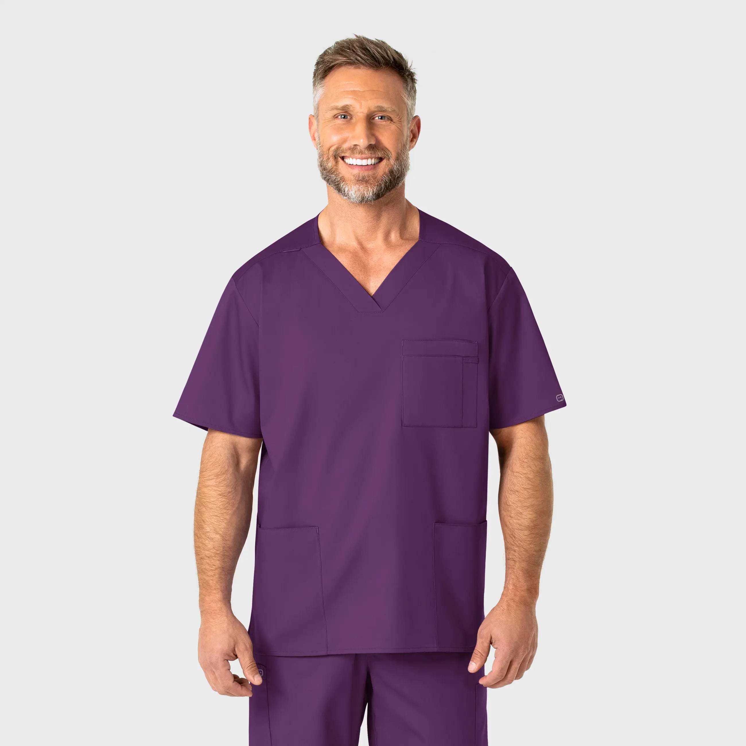 Wink Men's WonderWORK V-Neck Scrub Top - Eggplant