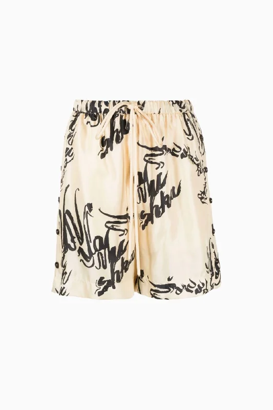 Weekend Deals to Make You Happy Nanushka Ceylin Silk Twill Shorts - Calligraphy Creme