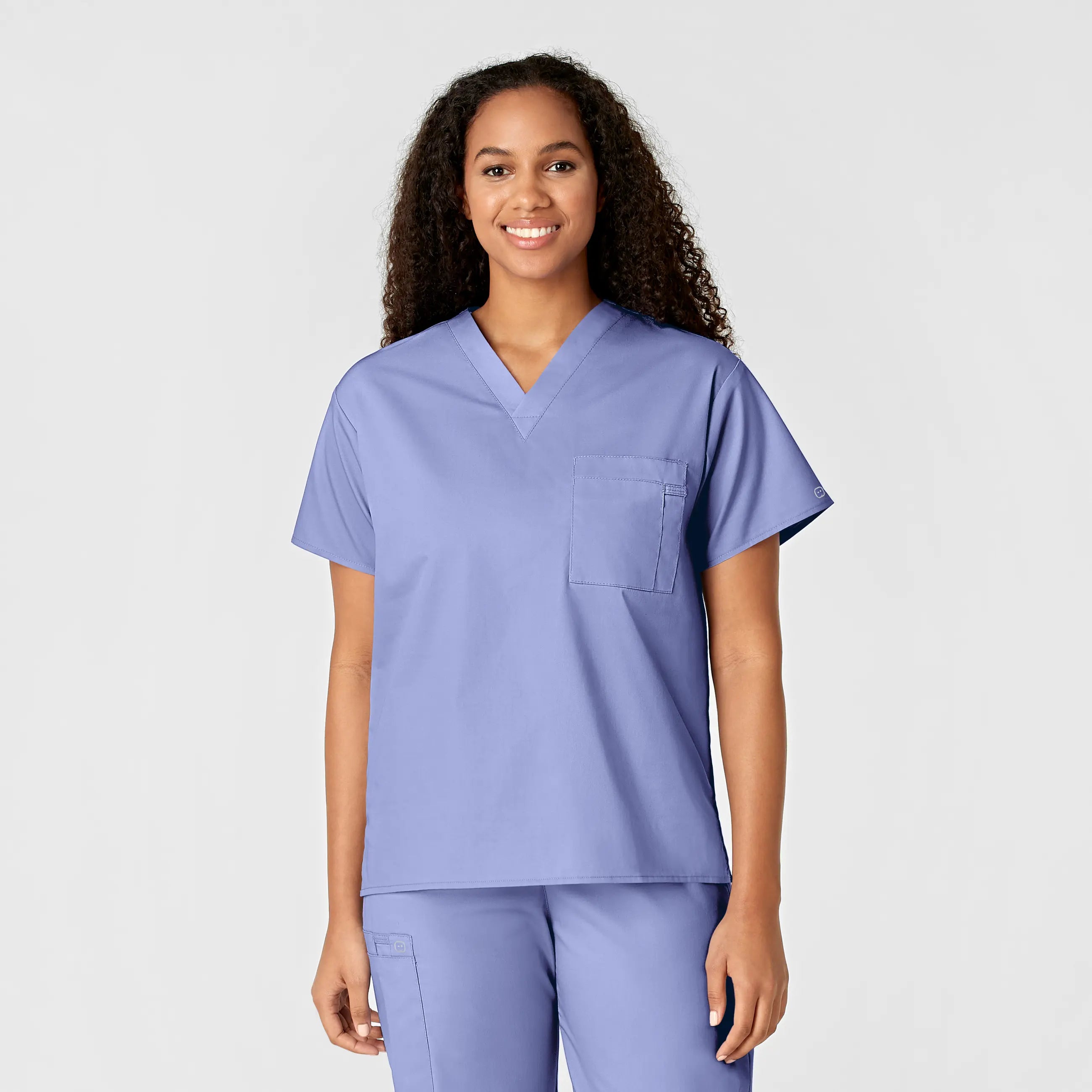 Wink Unisex V-Neck Scrub Top - Ceil Blue