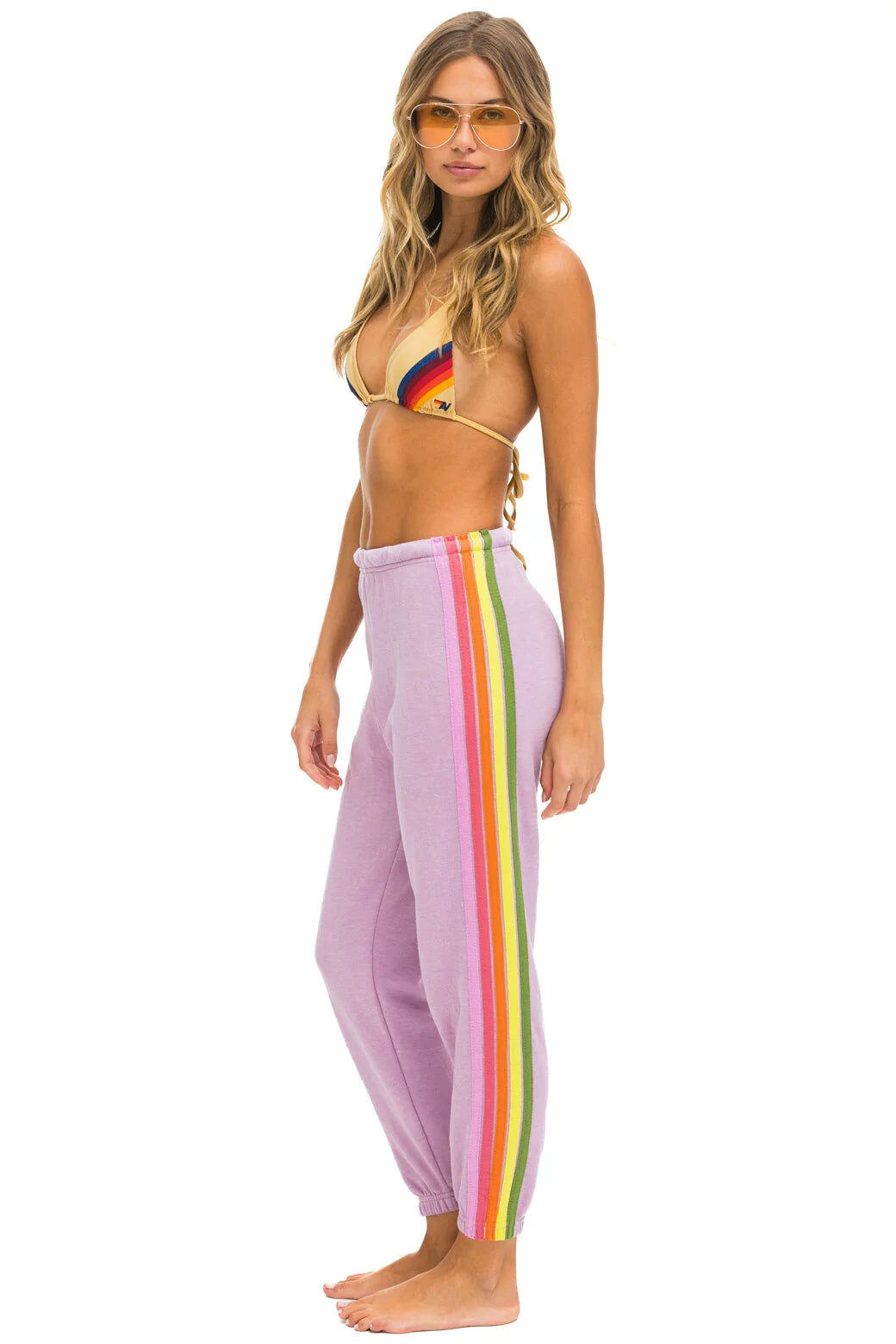 While Supplies Last 5 Stripe Sweatpants ~ Mauve / Pink / Green