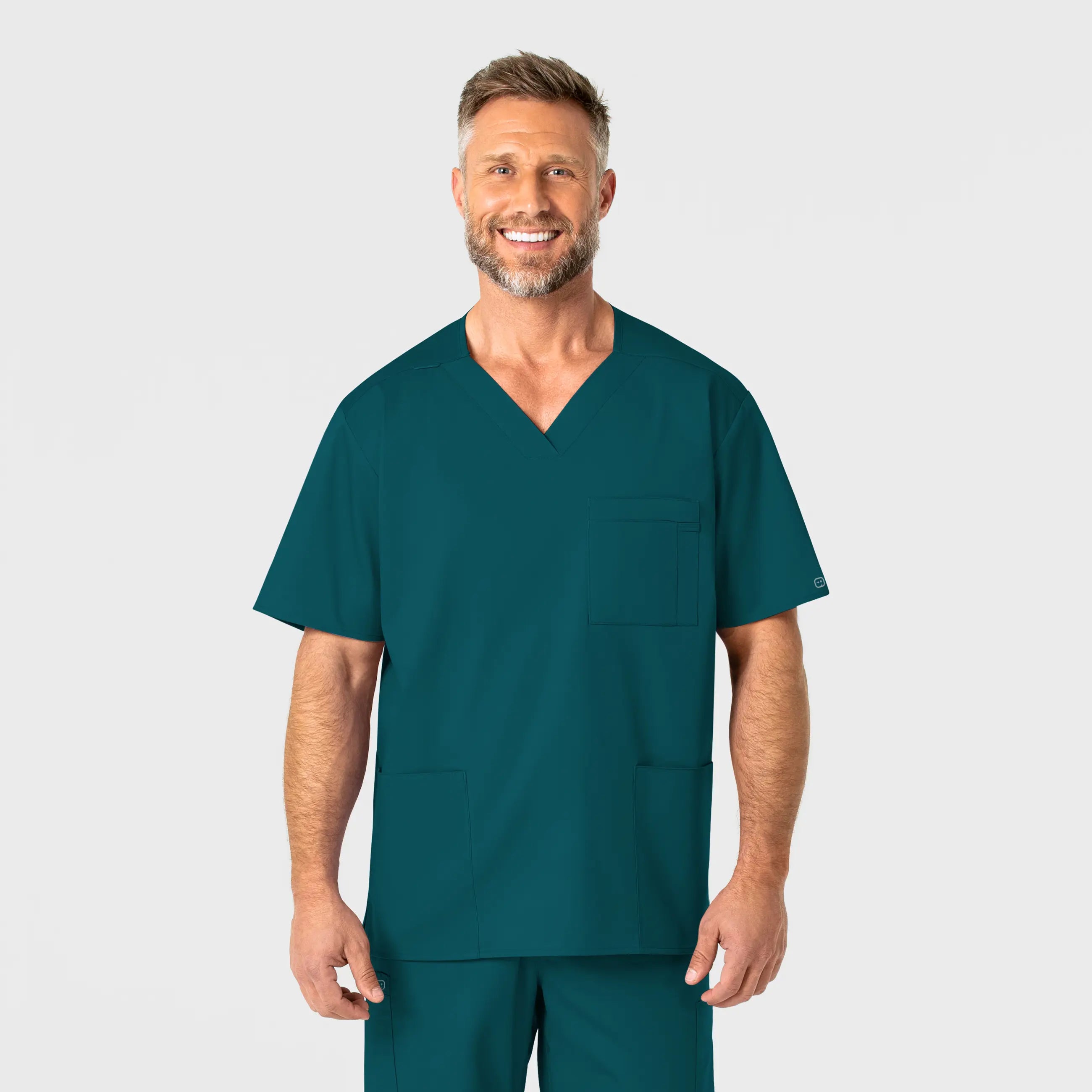 Wink Men's WonderWORK V-Neck Scrub Top - Caribbean Blue