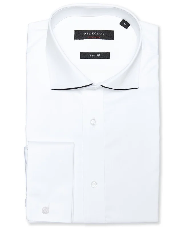 White Shirt with Collar Trim