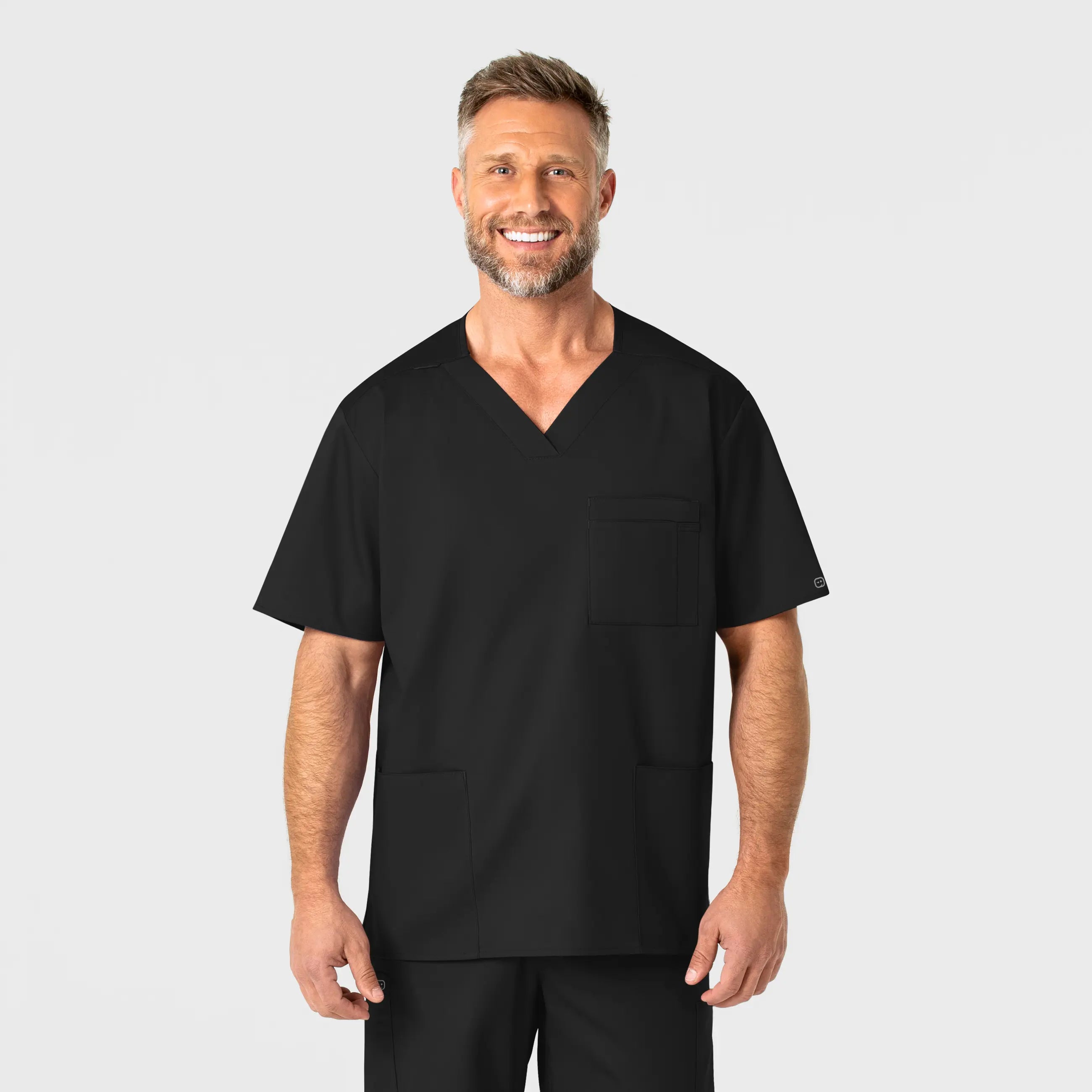 Wink Men's WonderWORK V-Neck Scrub Top - Black