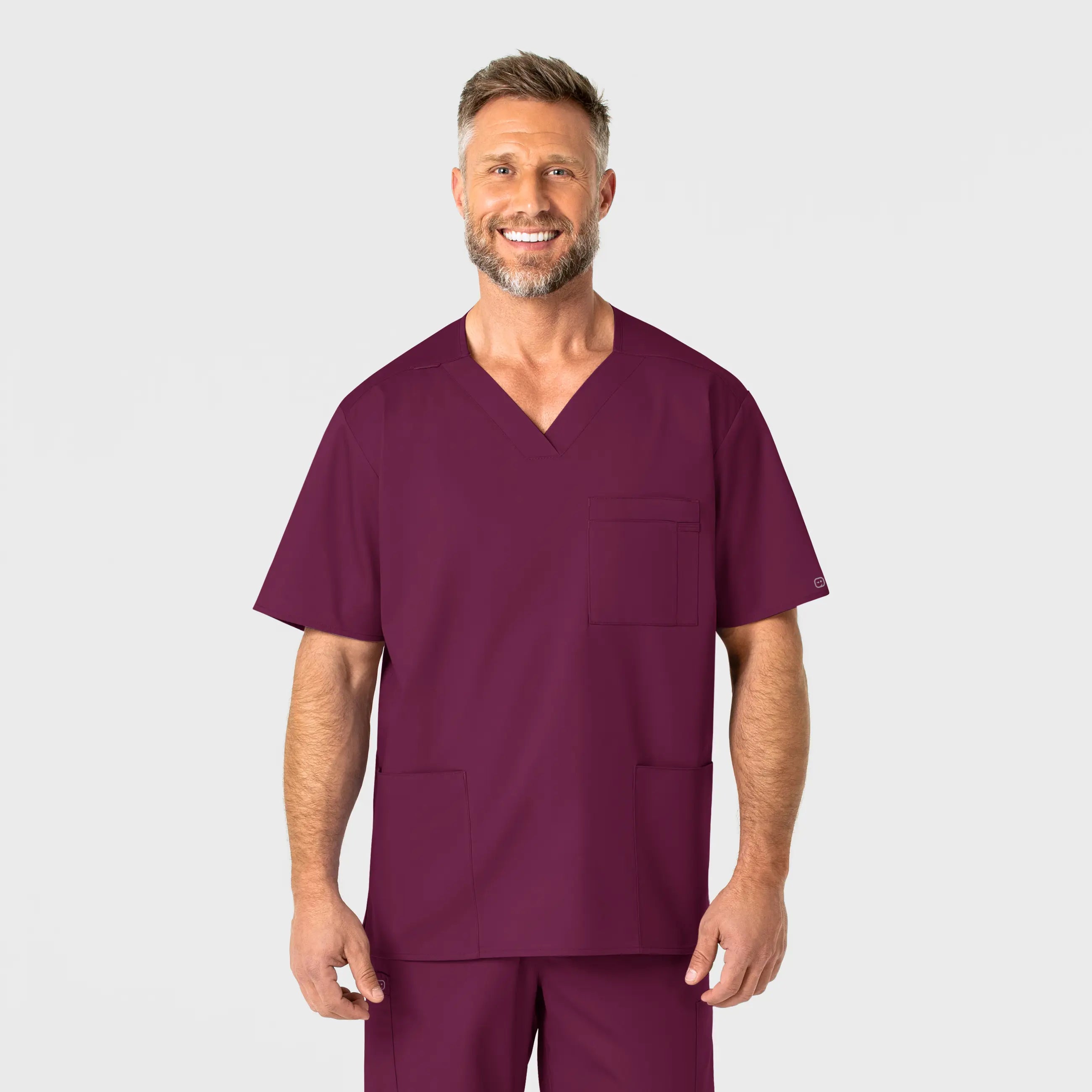 Wink Men's WonderWORK V-Neck Scrub Top - Wine