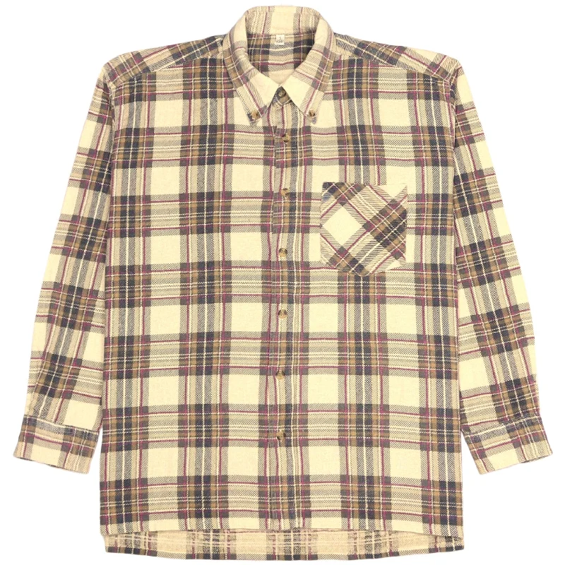 Vintage Checkered Shirt Beige Brown Navy