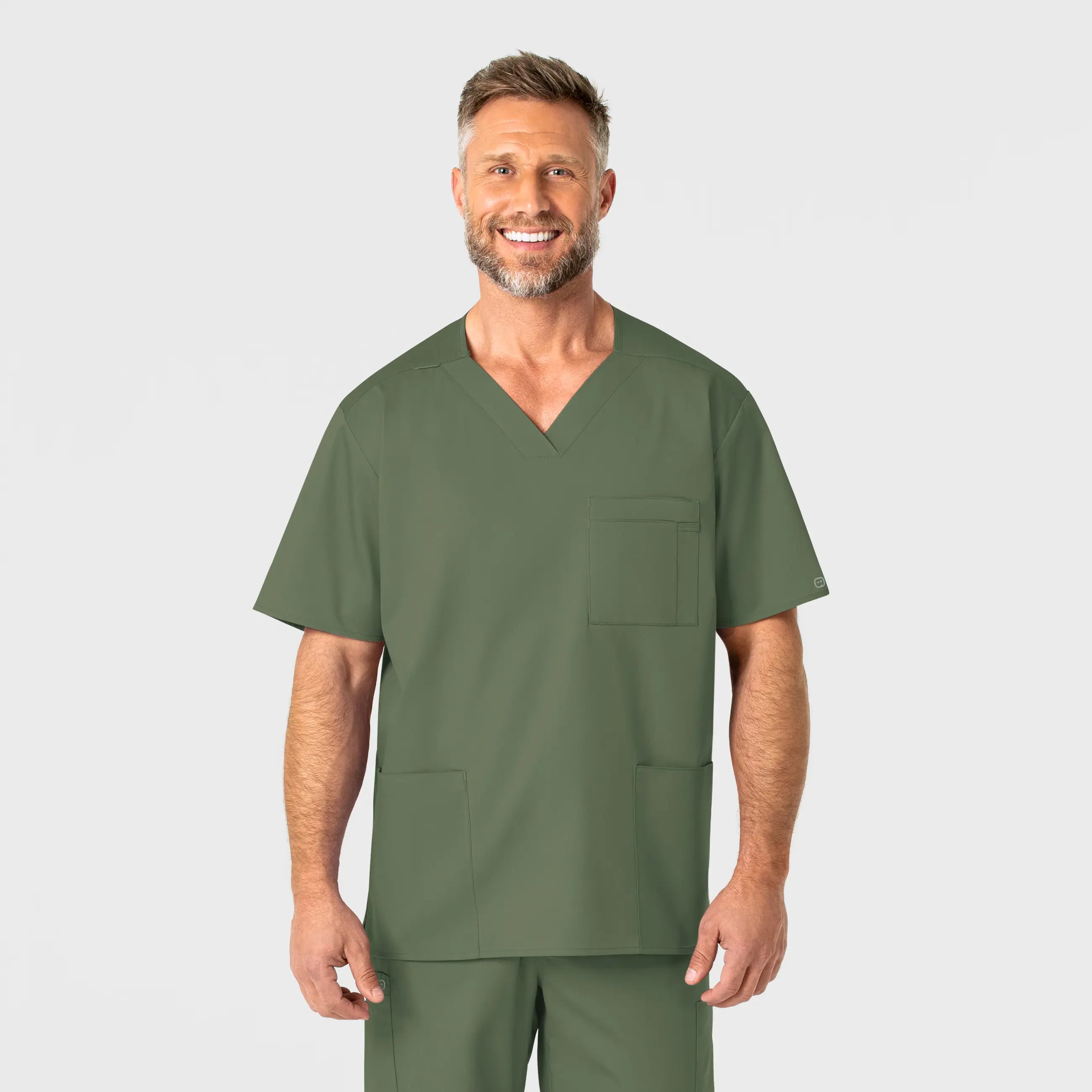 Wink Men's WonderWORK V-Neck Scrub Top - Olive