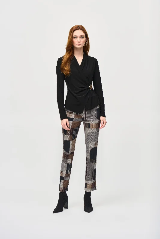 Weekend Bargains to Cherish Joseph Ribkoff Jacquard Abstract Print Straight Pull-On Pant