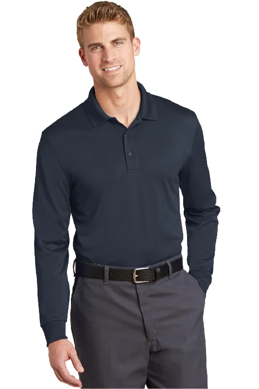 CornerStone Mens Select Moisture Wicking Long Sleeve Polo Shirt - Dark Navy Blue