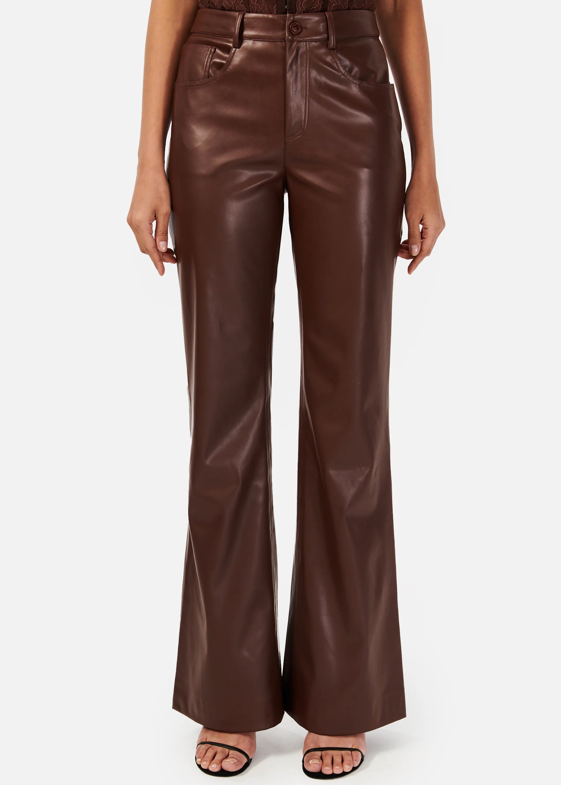 Weekend Savings Spectacle Zenobia Vegan Leather Pant ~ Java