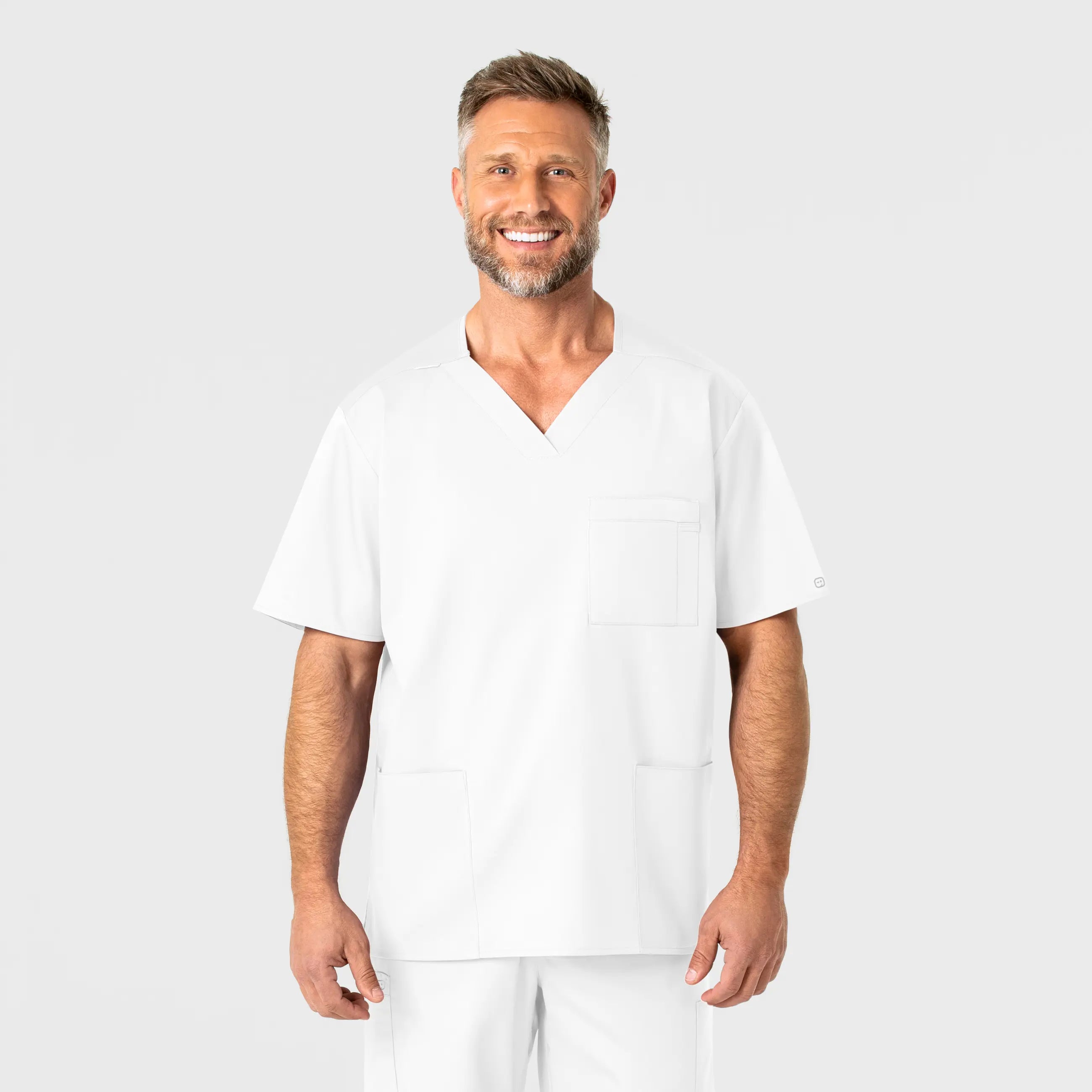 Wink Men's WonderWORK V-Neck Scrub Top - White