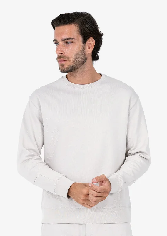 Mens Premium Textured Crew Neck Sweat Stone