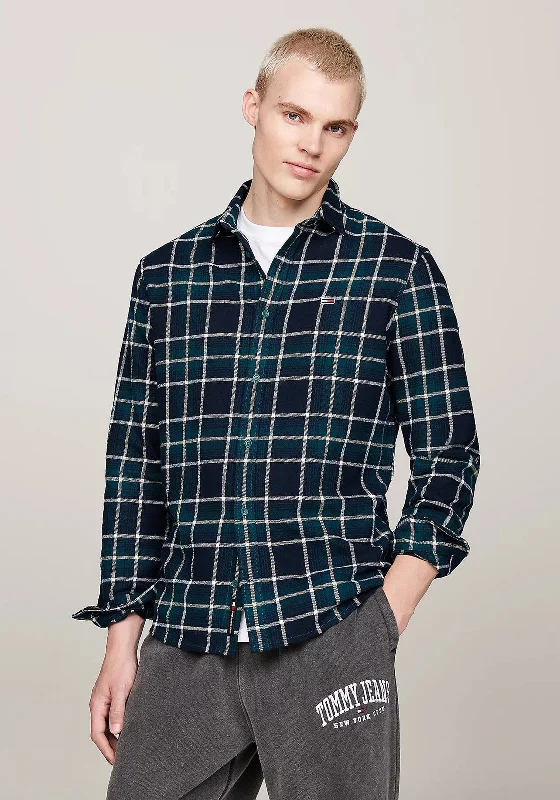 Tommy Jeans Check Flannel Shirt, Teal Multi