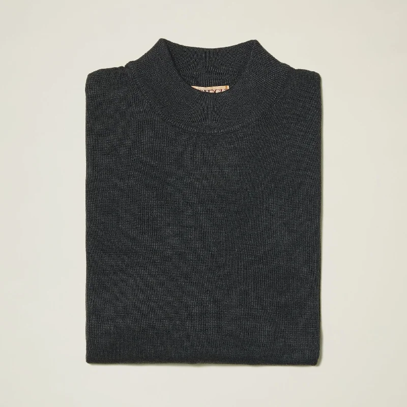 Inserch Cotton Blend Mock Neck Sweater Charcoal 4308-00050 Charcoal