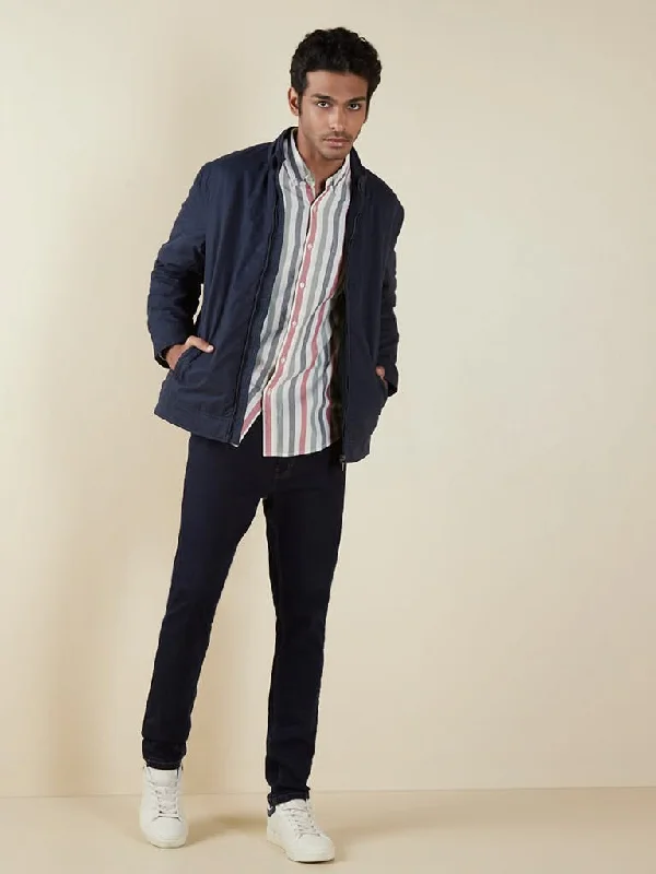 WES Casuals Multicolour Striped Slim-Fit Shirt