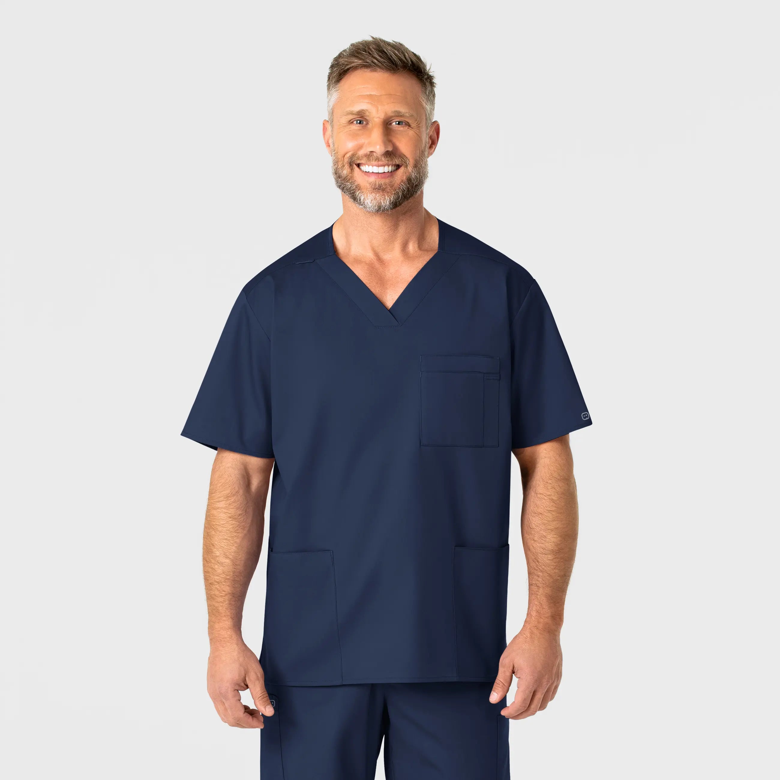 Wink Men's WonderWORK V-Neck Scrub Top - Navy