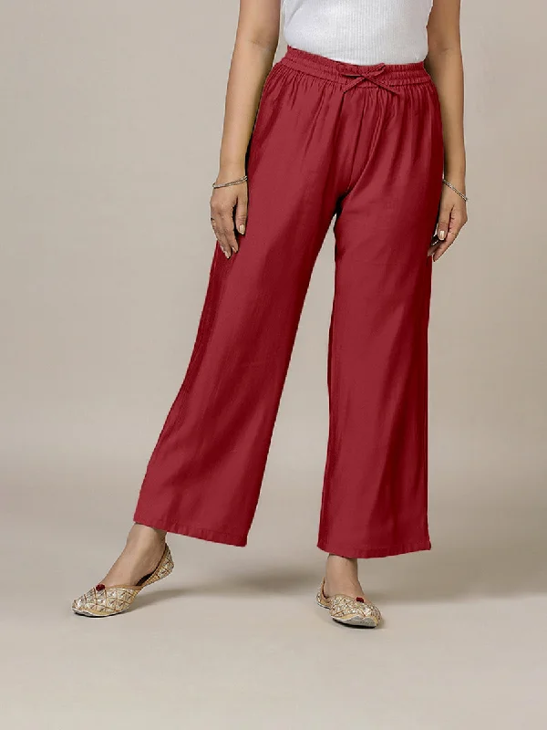 Weekend Savings Bonanza Fiza x Rozaana | Straight Pant in Scarlet Red