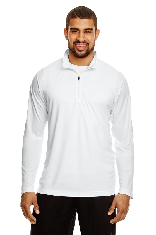 Team 365 Mens Zone Performance Moisture Wicking 1/4 Zip Sweatshirt - White