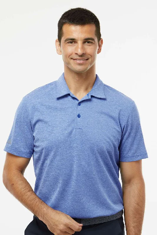 Adidas Mens Heathered Short Sleeve Polo Shirt - Collegiate Royal Blue Melange