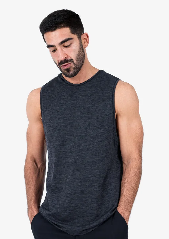 Mens Seamless Tank Black Melange