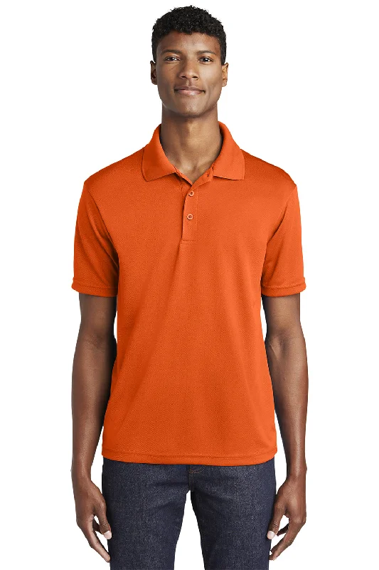 Sport-Tek Mens RacerMesh Moisture Wicking Short Sleeve Polo Shirt - Deep Orange