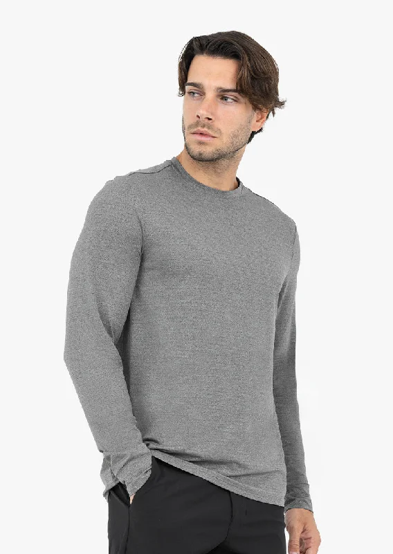 Mens Hybrid Active Long Sleeve Top Style Grey marl