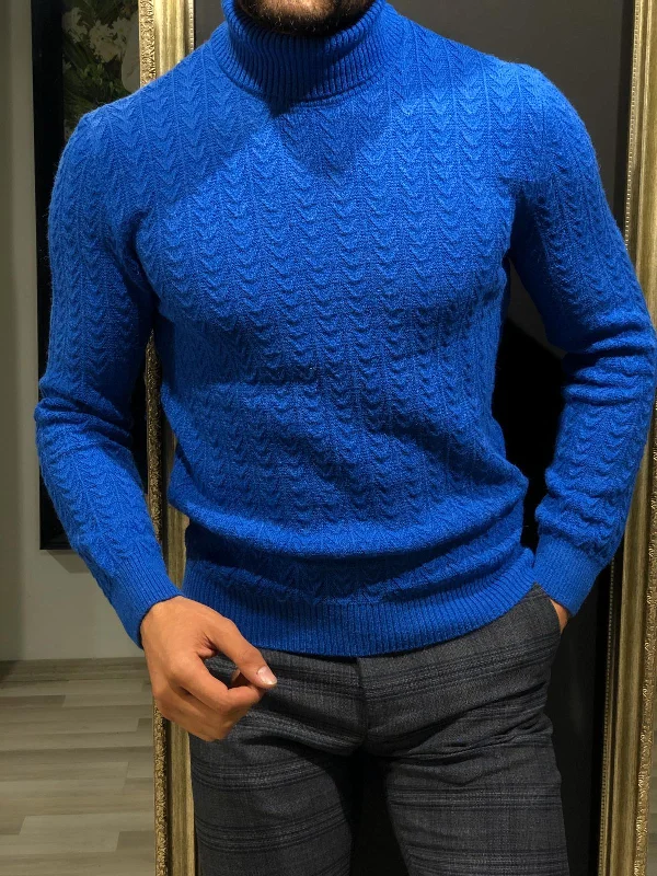 Calvin Slim-Fit Wool Turtleneck Knitwear in Sax