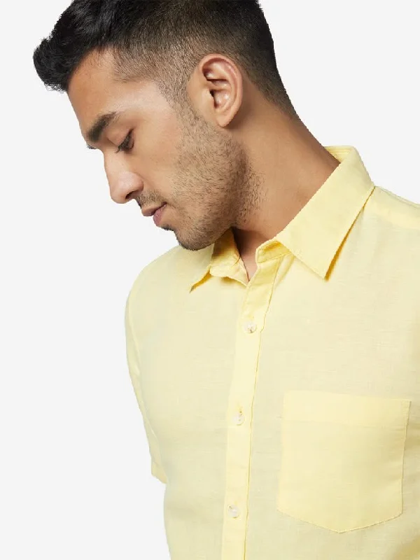 WES Casuals Yellow Slim-Fit Shirt